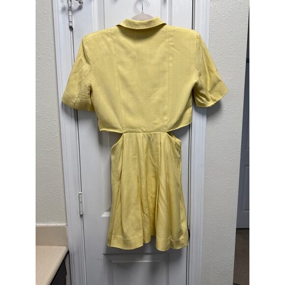Sandro Minimalist Butter Yellow Tailored Pleated Cut Out Dress Size XS - Picture 5 of 12
